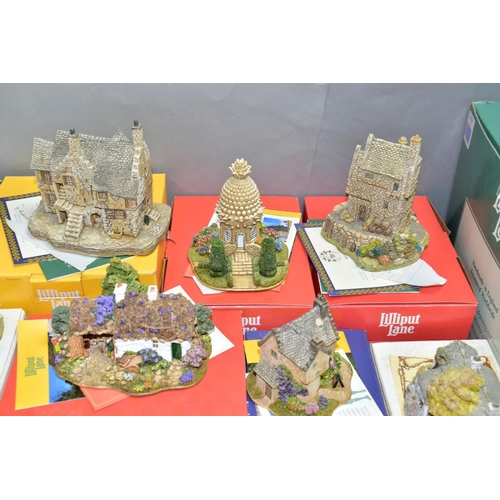 660 - TWENTY SIX BOXED LILLIPUT LANE SCULPTURES, from various collections, comprising The Almonry (Founder... 