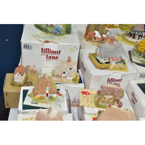 662 - FORTY TWO BOXED LILLIPUT LANE SCUPLTURES FROM THE SOUTH EAST AND SOUTH WEST COLLECTIONS, all with de... 