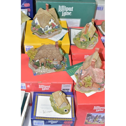 662 - FORTY TWO BOXED LILLIPUT LANE SCUPLTURES FROM THE SOUTH EAST AND SOUTH WEST COLLECTIONS, all with de... 