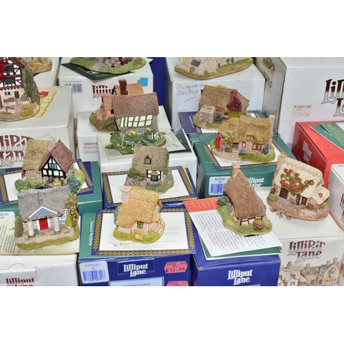 668 - FORTY ONE BOXED LILLIPUT LANE SCULTPURES FROM THE NORTHERN AND MIDLANDS COLLECTIONS, most with deeds... 