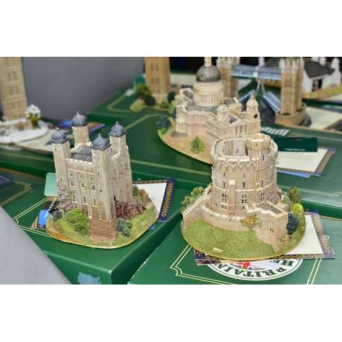 672 - EIGHT BOXED LILLIPUT LANE SCULPTURES FROM BRITAIN'S HERITAGE COLLECTION, all with deeds except one w... 