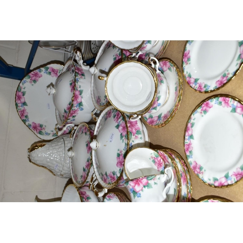 688 - A SIXTY FOUR PIECE ROYAL ALBERT LYDIA PATTERN DINNER SERVICE comprising a coffee pot, a teapot, a cr... 