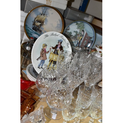 695 - A GROUP OF PICTURES, CERAMICS AND GLASSWARES, to include a Royal Albert Old Country Roses covered va... 