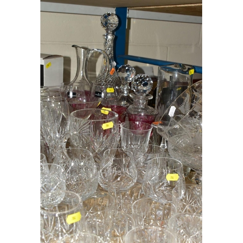 704 - A QUANTITY OF CUT GLASS ETC, to include boxed Royal Worcester wine glasses and decanter, boxed Darti... 