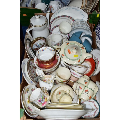 708 - THREE BOXES AND LOOSE TEA AND DINNER WARES ETC, to include Woods Ivory 'Shirley' tea wares, together... 