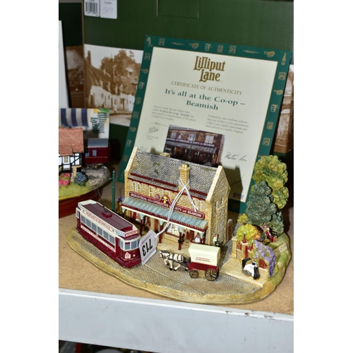 713 - TWO BOXED LIMITED EDITION LILLIPUT LANE SCULPTURES, comprising It's all at the Co-op - Beamish no 50... 