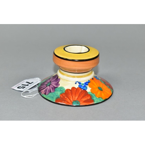 715 - A CLARICE CLIFF FOR WILKINSONS POTTERY GAY DAY PATTERN CANDLESTICK, produced as part of the Bizarre ... 