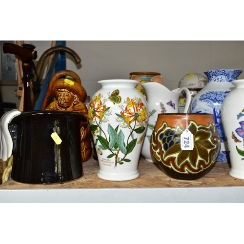 724 - CERAMIC VASES AND PLANTERS ETC, to include a Gouda Nadro pattern vase (glaze chipped to the rim), ap... 