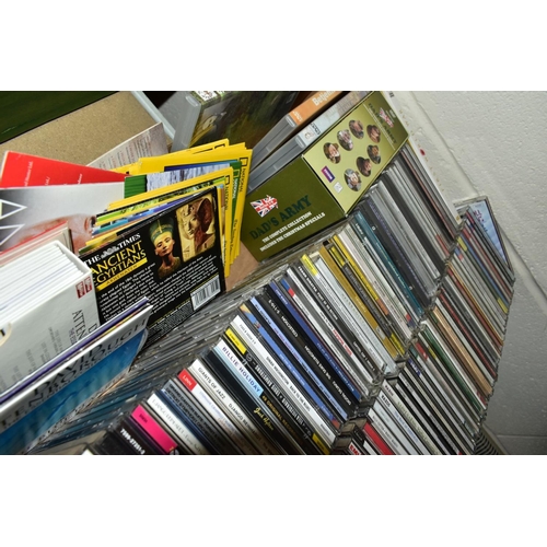 729 - TWO BOXES OF MUSIC CDS AND CASSETTES ETC, artists include Billy Holiday, Django Reinhardt, Frank Sin... 