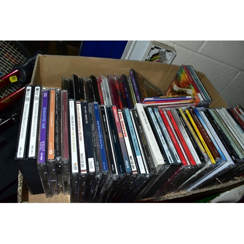 735 - EIGHT BOXES AND LOOSE PICTURES, BOOKS, LADIES SHOES, CDS, SOFT TOYS, ETC, including general referenc... 