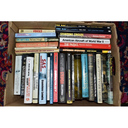 820 - BOOKS, three boxes containing approximately fifty-eight titles in mainly hardback format, subjects i... 