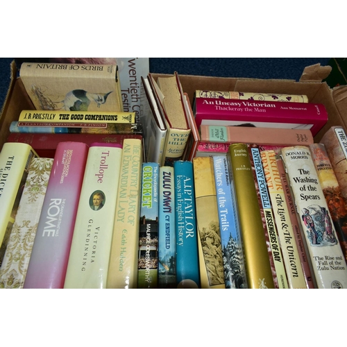 823 - BOOKS, five boxes containing approximately 130 miscellaneous titles in hardback and paperback format... 