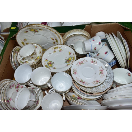 832 - FIVE BOXES OF ASSORTED TEA AND DINNERWARES, mostly  mid-20th century, including Royal Worcester 'Mar... 