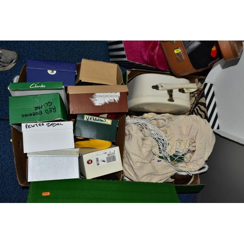 838 - SIX BOXES / CASES AND LOOSE LADIES  AND GENTS CLOTHING AND ACCESSORIES, from the 1970's onwards, inc... 