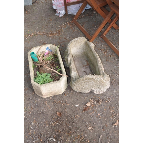 1223 - A COMPOSITE PLANTER IN THE SHAPE OF A LOG, width 34cm x length 62cm x height 29cm together with anot... 