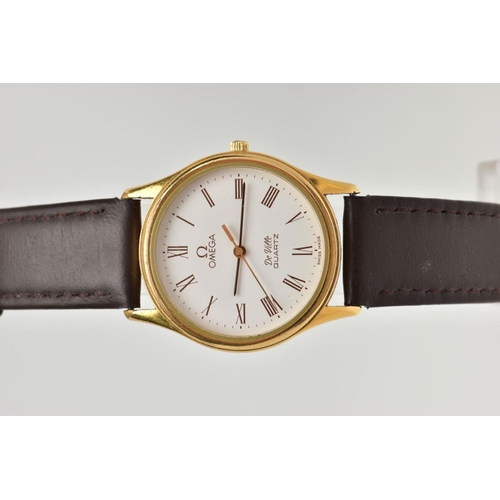 100 - A GENTS OMEGA WRISTWATCH, a quartz movement, round white dial signed 'Omega DeVille quartz Swiss mad... 