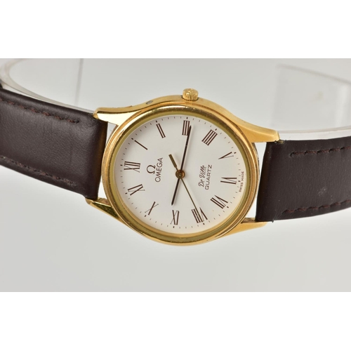 100 - A GENTS OMEGA WRISTWATCH, a quartz movement, round white dial signed 'Omega DeVille quartz Swiss mad... 