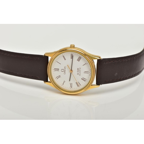 100 - A GENTS OMEGA WRISTWATCH, a quartz movement, round white dial signed 'Omega DeVille quartz Swiss mad... 