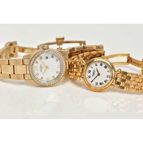 101 - TWO LADIES WRISTWATCHES, the first a ladies Raymond Weil quartz movement, round white dial signed 'R... 