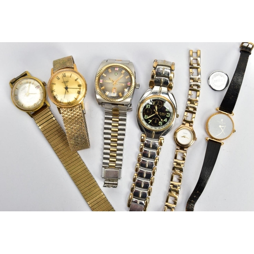 116 - A BAG OF ASSORTED WRISTWATCHES, to include six wristwatches, names to  include Sekonda, Guess, Ginsb... 