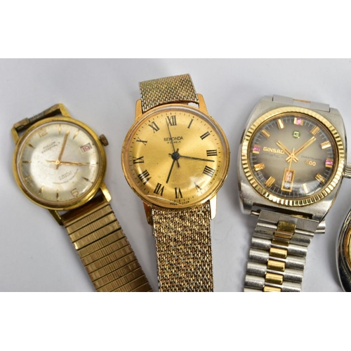 116 - A BAG OF ASSORTED WRISTWATCHES, to include six wristwatches, names to  include Sekonda, Guess, Ginsb... 