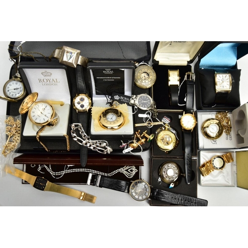 129 - A BOX OF ASSORTED WATCHES, to include a Citizen quartz gents wristwatch, model number 30601279, two ... 