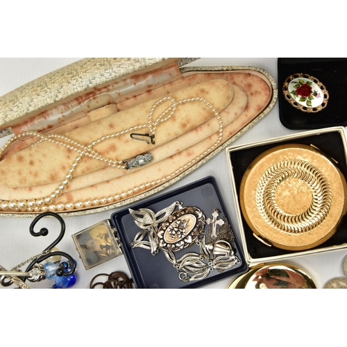 136 - A BOX OF ASSORTED ITEMS, to include a selection of white metal jewellery, some stamped silver, appro... 