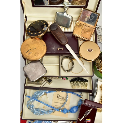 143 - A BOX OF ASSORTED COSTUME JEWELLERY, to include a Christian Dior gold tone and imitation pearl neckl... 