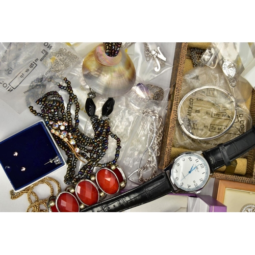 148 - A SELECTION OF SILVER AND WHITE METAL JEWELLERY, to include two boxed cubic zirconia set pendant nec... 