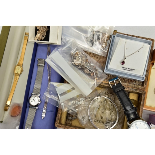 148 - A SELECTION OF SILVER AND WHITE METAL JEWELLERY, to include two boxed cubic zirconia set pendant nec... 