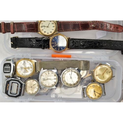 150 - A SELECTION OF LADIES AND GENTS WRISTWATCHES, to include four small plastic boxes with various fashi... 