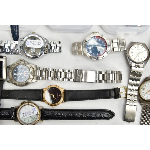 150 - A SELECTION OF LADIES AND GENTS WRISTWATCHES, to include four small plastic boxes with various fashi... 