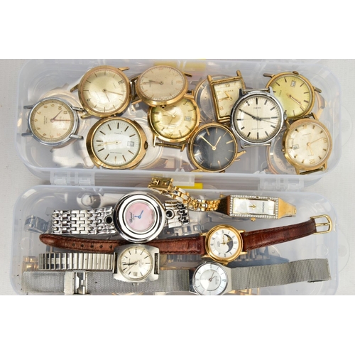 150 - A SELECTION OF LADIES AND GENTS WRISTWATCHES, to include four small plastic boxes with various fashi... 