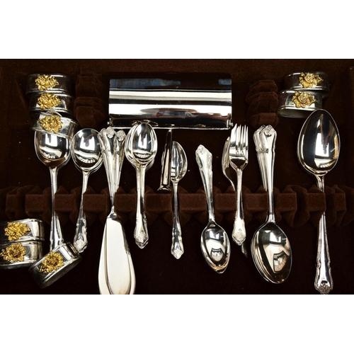 162 - AN ARTHUR PRICE CANTEEN SET, an incomplete 'Ritz' cutlery set, together with napkin rings and a crum... 