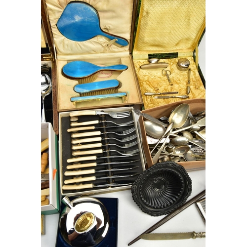 164 - A CUTLERY CANTEEN, CASED CUTLERY AND OTHER ITEMS, an almost complete canteen of cutlery, a cased fou... 