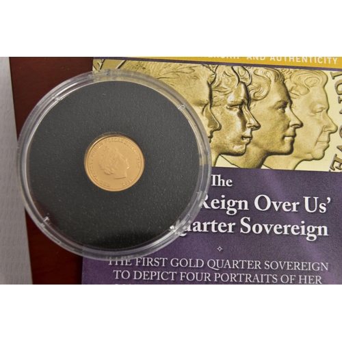 174 - A BOXED PAIR OF GOLD COINS, to include a long to reign over us gold proof unites 2015 to Tristan da ... 