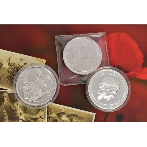 177 - A PLASTIC PACKET CONTAINING A FOLDER OF A WAR TO END ALL WARS, included are 5x coins in the annivers... 