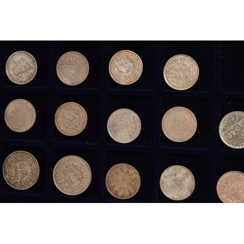 184 - AN ALUMINIUM COIN CASE AND OTHER COIN CASE OF MIXED WORLD COINS WITH LOTS OF CROWN SIZE AND OTHER CO... 