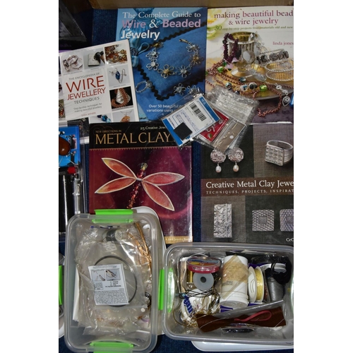 197 - FOUR BOXES OF ASSORTED JEWELLERY MAKING EQUIPTMENT, large quantity of items to include various boxes... 