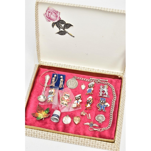 66 - A BOX OF ASSORTED ITEMS, to include a silver spoon, hallmarked silver Birmingham 1904, approximate g... 