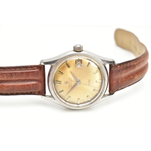 67 - TWO GENTS CERTINA WRISTWATCHES, the first a hand wound movement, gold tone dial signed 'Certina auto... 