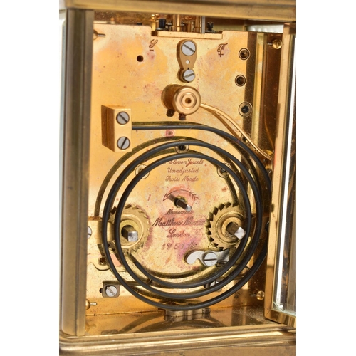 68 - A NATHAN & CO CARRIAGE CLOCK, a key wound movement, white dial signed 'Nathan & Co Birmingham & Soli... 