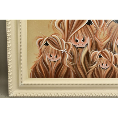 395 - JENNIFER HOGWOOD (BRITISH 1980) 'THE FIVE MOO-SKETEERS', a family of Highland cows, signed bottom ri... 