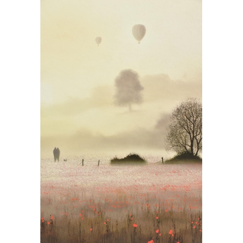 404 - JOHN WATERHOUSE (BRITISH 1967) 'DAWN VOYAGERS', a signed limited edition print of hot air balloons i... 