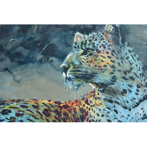 412 - ROLF HARRIS (AUSTRALIA 1930) 'LEOPARD RECLINING AT DUSK' a signed artist proof edition print on canv... 