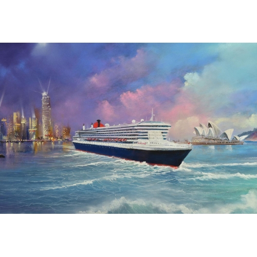 421 - PHILIP GRAY (IRELAND 1959) 'QUEEN MARY II', an ocean liner with Sydney Opera house to the background... 