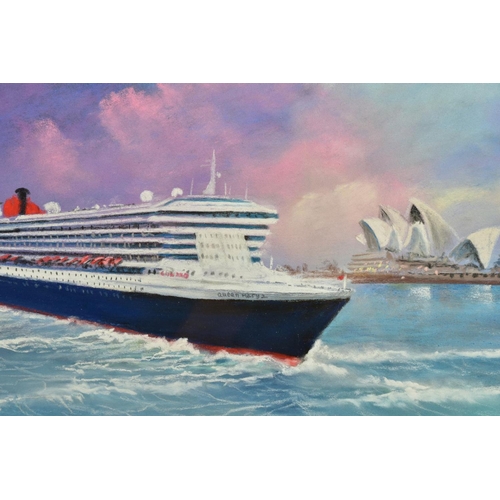 421 - PHILIP GRAY (IRELAND 1959) 'QUEEN MARY II', an ocean liner with Sydney Opera house to the background... 