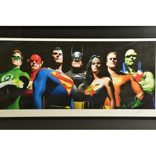 422 - ALEX ROSS (AMERICAN CONTEMPORARY) 'ORIGINAL SEVEN' portraits of Green Lantern, Flash, Superman, Batm... 