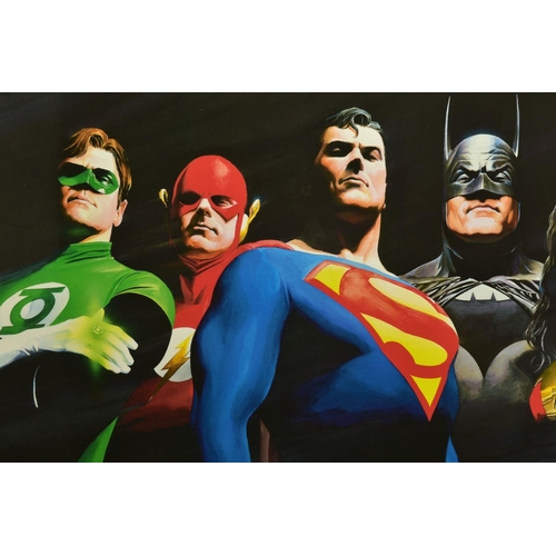 422 - ALEX ROSS (AMERICAN CONTEMPORARY) 'ORIGINAL SEVEN' portraits of Green Lantern, Flash, Superman, Batm... 