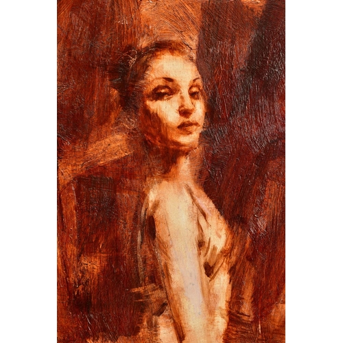 426 - HENRY ASENCIO (AMERICAN 1971) 'ARRIVED', a sepia half length portrait of a ballerina, signed bottom ... 